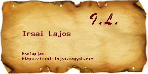 Irsai Lajos névjegykártya
